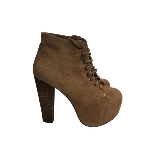 Jeffrey Campbell Womens Size 5M Brown Suede Lace-Up Platform Ankle Boots Heels - Picture 4 of 7